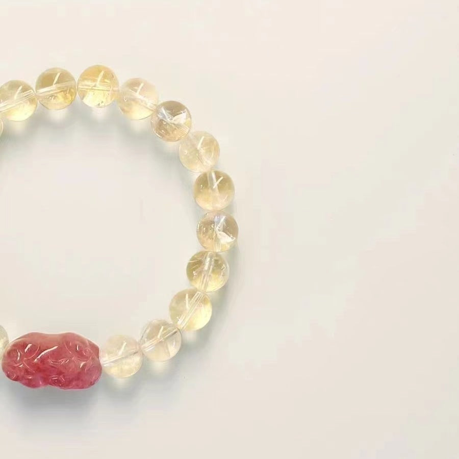 Natural citrine enhances positive energy bracelet beads