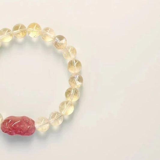 Natural citrine enhances positive energy bracelet beads