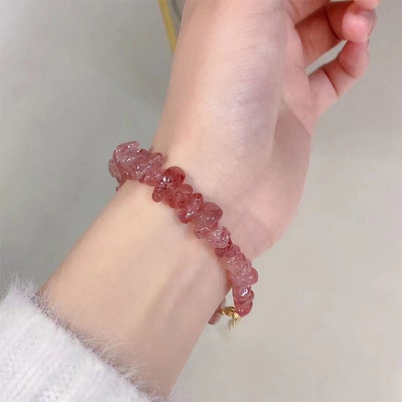 Original pure natural peach strawberry crystal pink crystal sweet bracelet