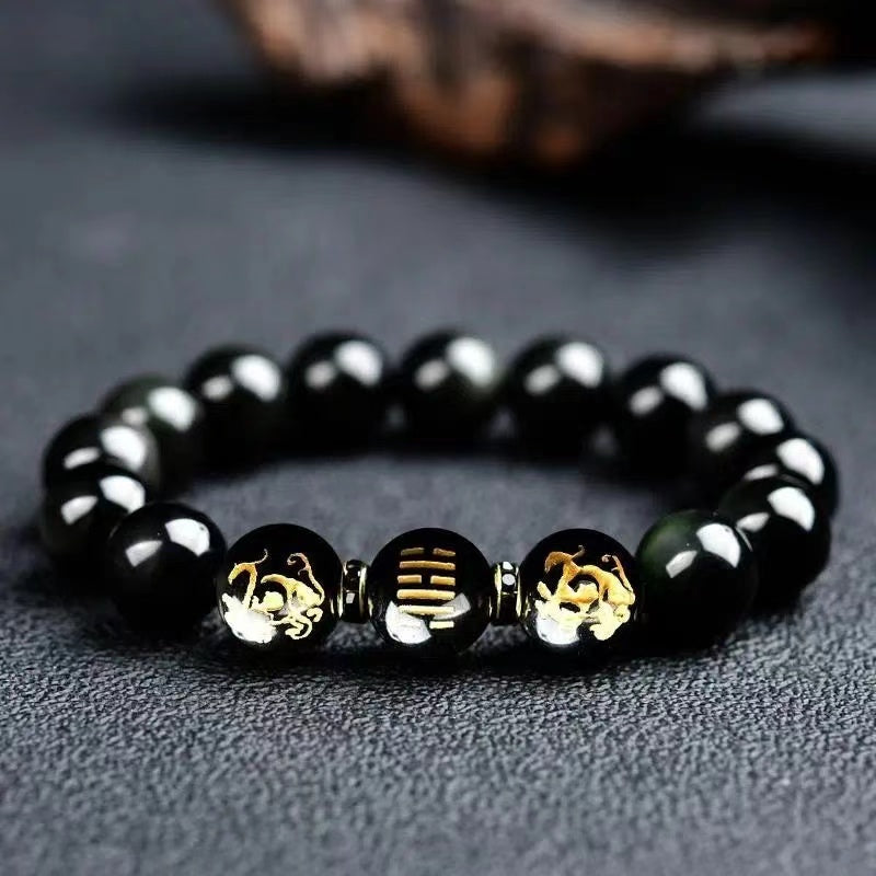 Natural obsidian bracelet to protect safety and eliminate negative energy