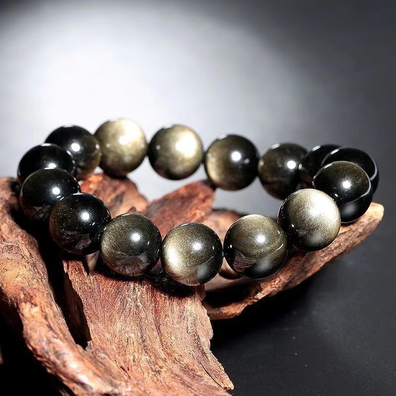 Obsidian bracelet for men and women, crystal Buddhist beads for couples